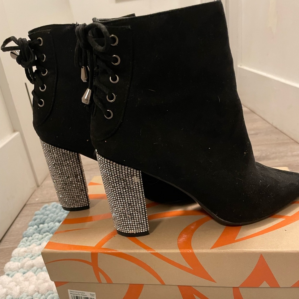 Like new Black suede ankle boots worn once!!